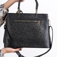 Черна дамска чанта за рамо D i a r d i черен/син цвят "лукс" , снимка 3 - Чанти - 44329003