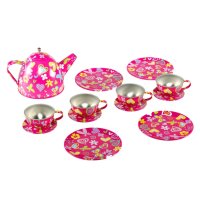 Комплект чайник, чаши и чинийки за деца, специален модел, метал, 14 части, снимка 1 - Други - 41664820