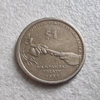 Оригинална монета.САЩ.. Един Американски долар 2000 г., снимка 2 - Нумизматика и бонистика - 41581906