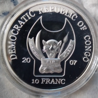 10 франка Конго 2007 Гепард, снимка 6 - Нумизматика и бонистика - 33423871
