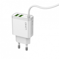 Мрежово зарядно устройство LDNIO A321, 5V 3.1A, 2 x USB, С Micro USB кабел, Бял, снимка 4 - Оригинални зарядни - 36286980