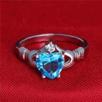 Дамски пръстен със син циркон - сърце, снимка 4 - Пръстени - 41865759