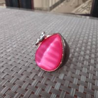 дамски пръстен Розов Камък с пеперуда от Израел, снимка 1 - Пръстени - 39064224