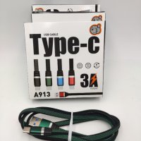 Type C кабел fast charge 3A 1метър , снимка 1 - USB кабели - 41322535