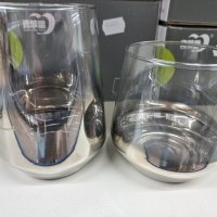 Комплект стъклени чаши за уиски и чаши за вода със сребристо дъно , снимка 1 - Декорация за дома - 44255638