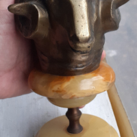 Овен - страхотна статуетка от бронз с постамент от оникс, снимка 6 - Антикварни и старинни предмети - 44657830
