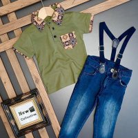 Комплект от дънки и блузка с якичка, снимка 4 - Детски комплекти - 41291018