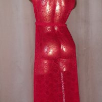 М/ XL Дълга дантелена рокля / нощница/ в  червено, снимка 4 - Рокли - 41671994
