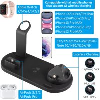 Безжично зарядно устройство 6 в 1, Съвместимо със зарядно за Airpods/iPhone/Apple Watchс,Qi устройст, снимка 7 - Безжични зарядни - 41964944