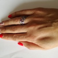 Сребърен пръстен с цирконий и цветен емайл. Сребро проба 925., снимка 5 - Пръстени - 38679036