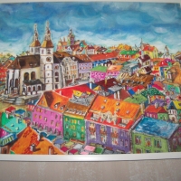 "Цветен град" картина на худ. Десислава Илиева, снимка 4 - Картини - 36109762