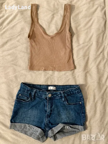 Комплект къси дънки и топ , снимка 1