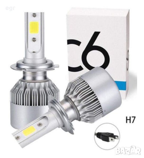 C6 h4 LED Car Headlight Bulbs h7 led 36W COB H7 2 БРОЯ ЛЕД В КОМПЛЕКТ, 12V, снимка 1