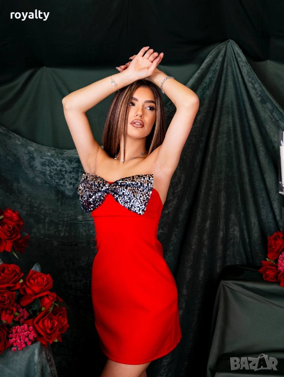 Луксозна Червена Дамска Рокля , снимка 1