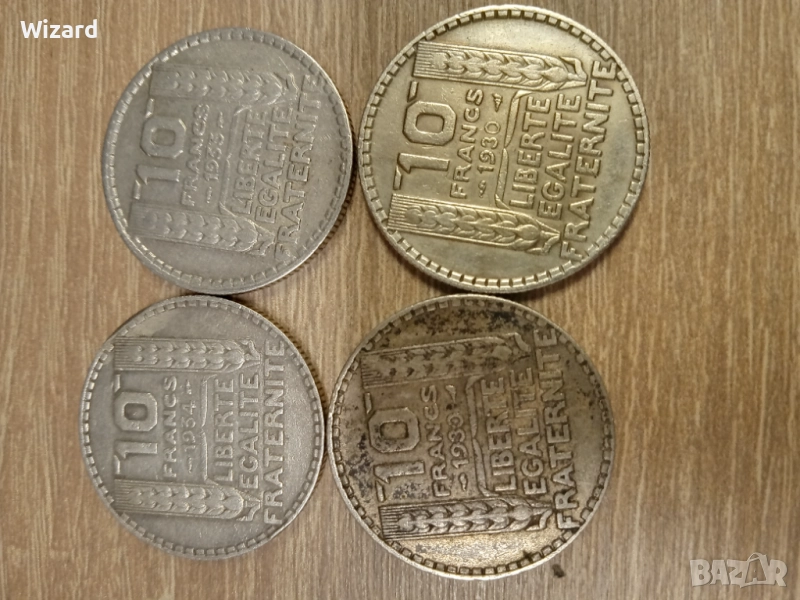 лот 10 франка 1930 32 34 Франция сребро, снимка 1