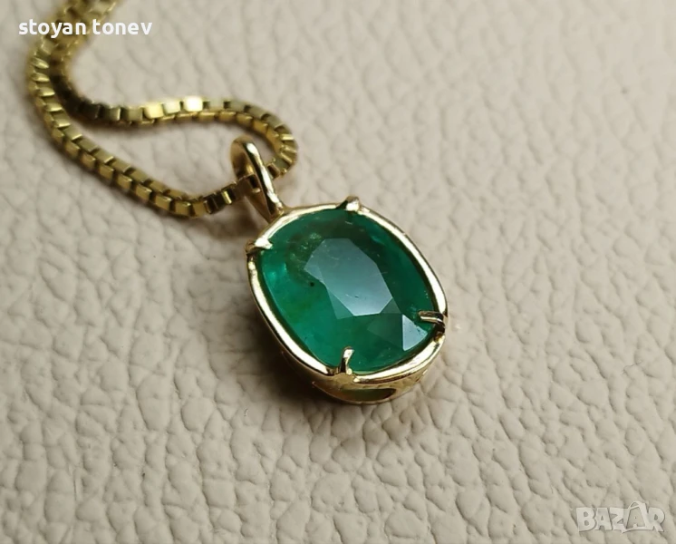 Медальон с турмалин в 14кт златен обков! Нов! Сертификат!, снимка 1