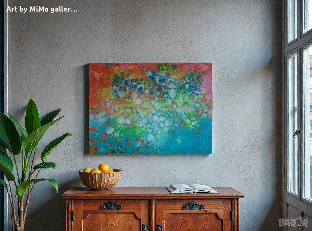 Абстракция 50х70 см., голяма картина, abstract painting,Нова Година, съвременно изкуство  , снимка 1