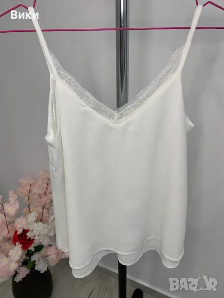 Бял потник с дантела, универсален размер, снимка 1