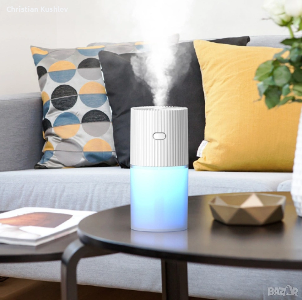 Светещ овлажнител за въздух, арома дифузeр за дом, офис и автомобил, снимка 1