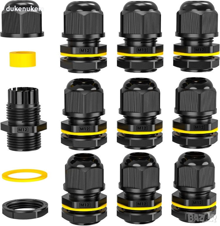 Външен кабелен конектор M12 – комплект 10 бр., IP68, снимка 1