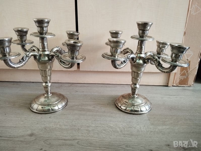 Два посребрени свещници-комплект, снимка 1
