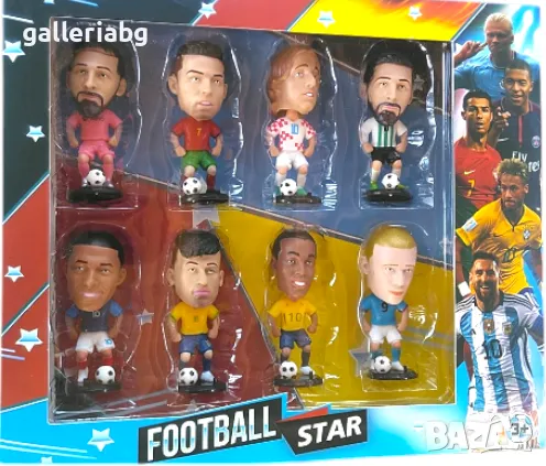 Футболни легенди – Комплект от 8 фигурки с топки (Football Star), снимка 1
