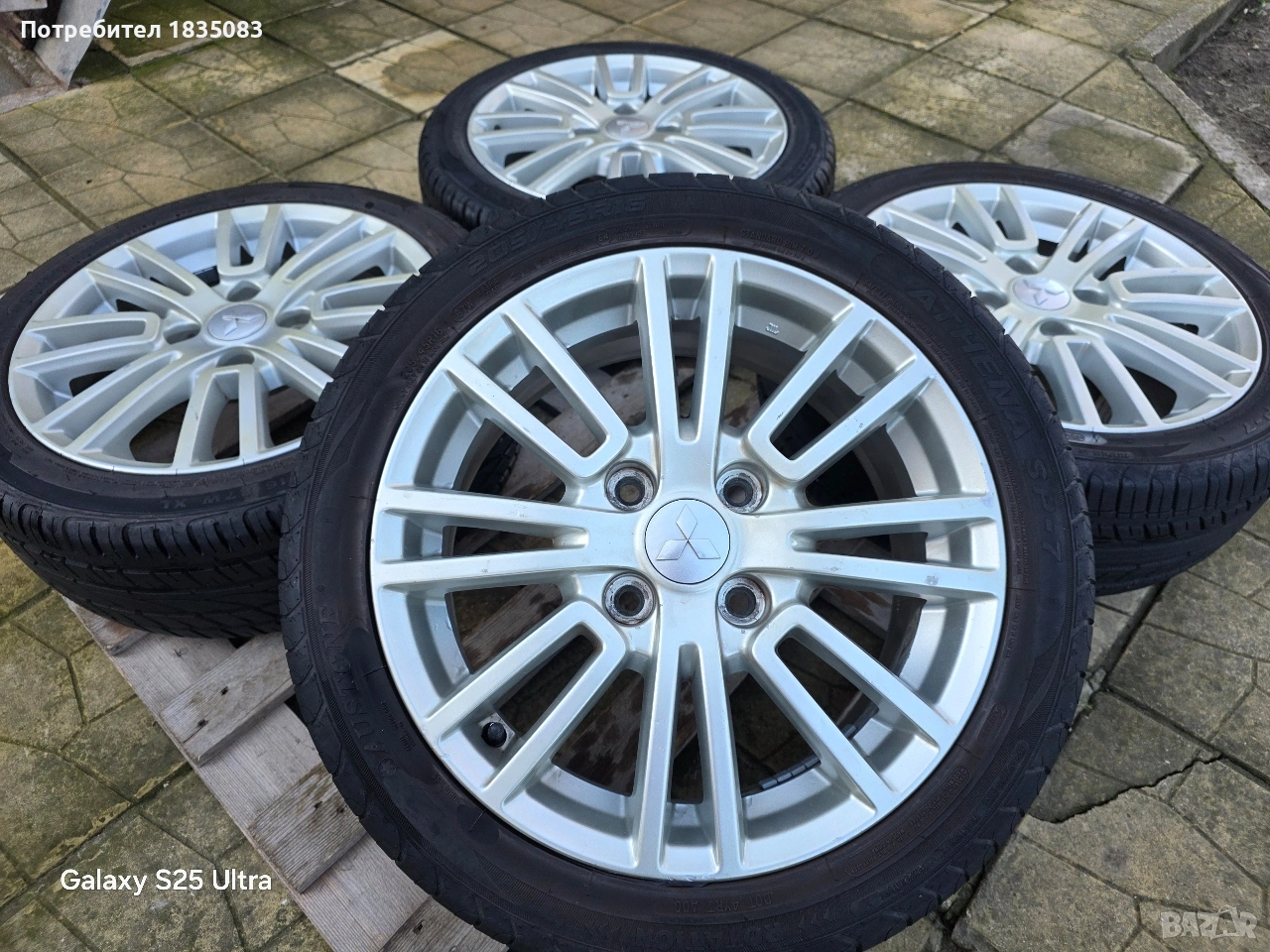 Лети джанти 16ки 4х114.3 Mitsubishi + летни гуми 205/45/16, снимка 1