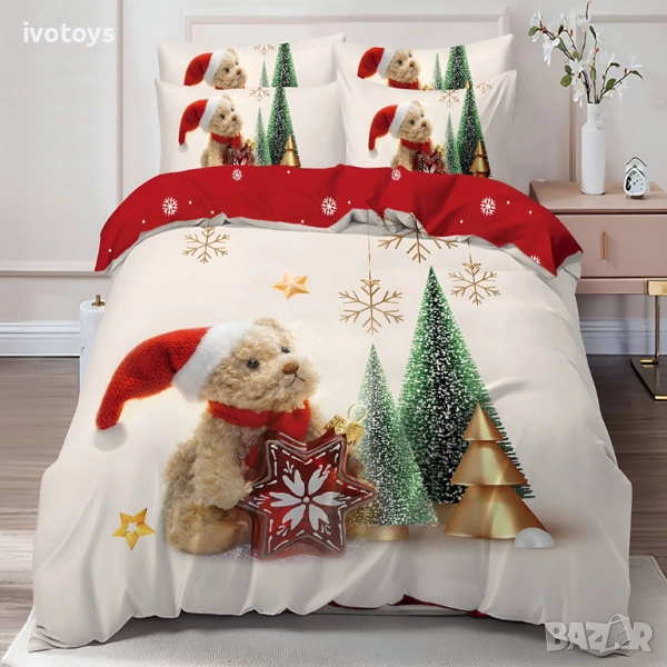 Двулицево коледно спално бельо (Реално изображение), 6 части - Модел WS17151, снимка 1