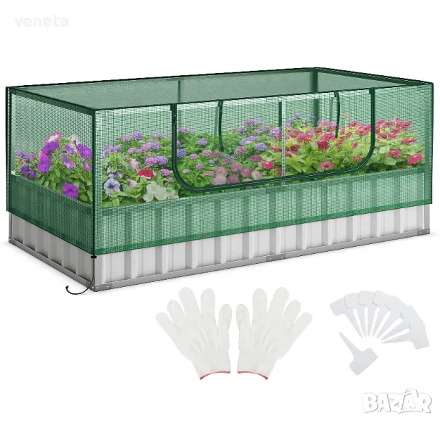 външна оранжерия Правоъгълна кутия за сеялки Комплект градинско повдигнато легло

, снимка 1