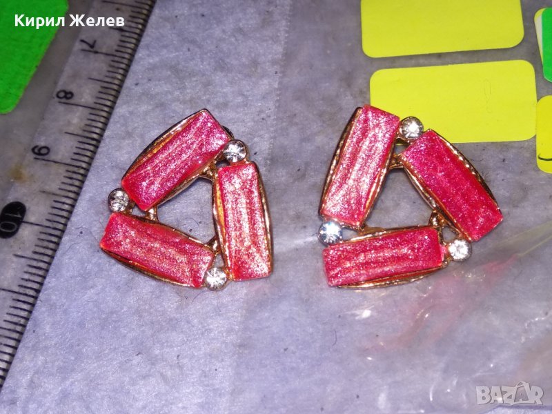 ШАРМАНТНИ ПОЗЛАТЕНИ МЕДНИ МОДНИ АРТ ОБЕЦИ с ИСКРЯЩИ ФАСЕТИРАНИ КРИСТАЛИ 34280, снимка 1