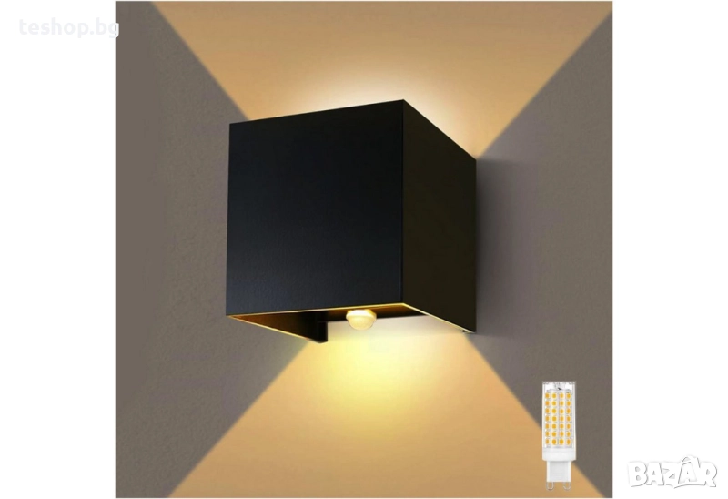 LED стенна лампа със сензор за движение насочена нагоре-надолу, G9 LED крушка лукс колекция, снимка 1