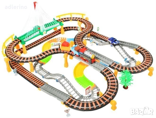 Игра Писта 2 в 1, писта за влакче и колички, детска игра Писта и Железница, батерии, снимка 1