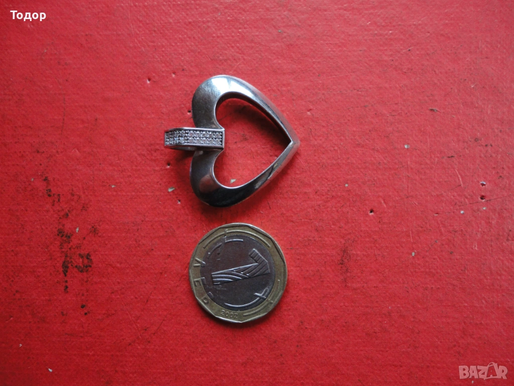 Дизайнерско сребърно колие медальон сърце Jeytte 925, снимка 1