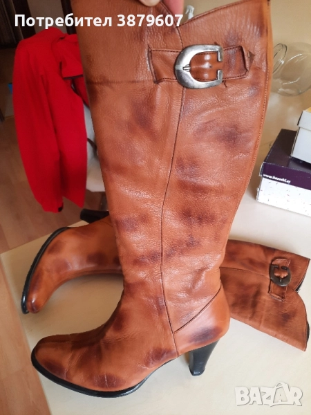 Ботуши на ток, естествена кожа, снимка 1