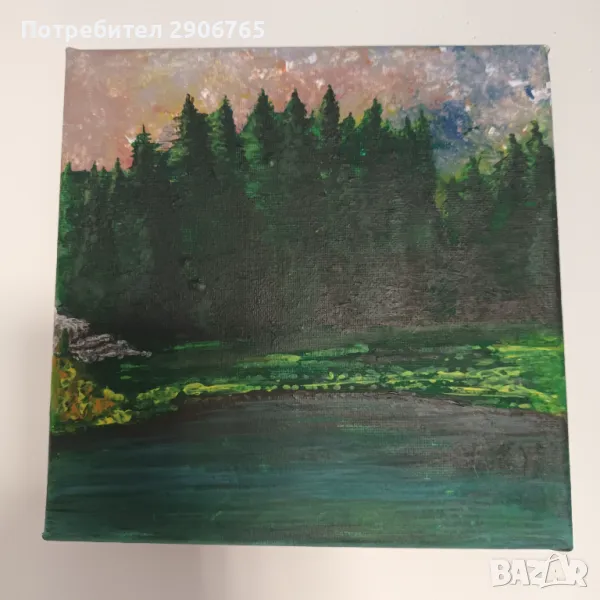 Картина акрил върху платно 25/25см , снимка 1