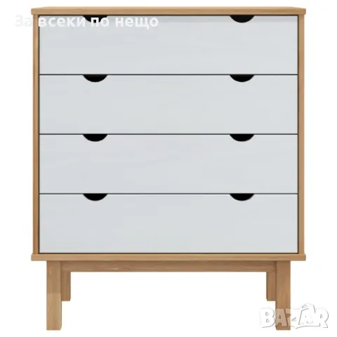 Шкаф с чекмеджета, кафяво и бяло, 76,5x39,5x90 см, бор масив, снимка 6 - Шкафове - 48925134