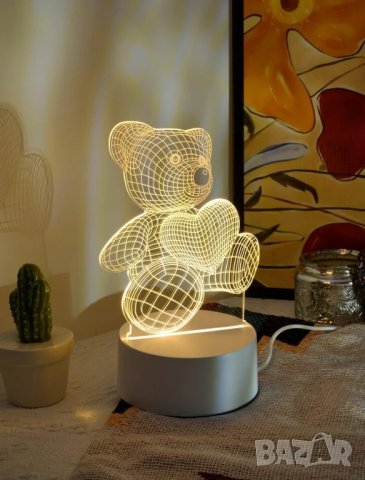 Лед нощна лампа мече със сърце за подарък , снимка 2 - Други - 41755283