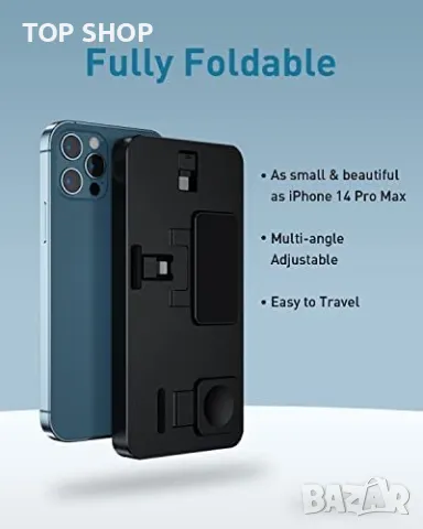 3 в 1 Нова стойка зарядно телефон слушалки часовник Магнитна станция iPhone Apple Watch AirPods, снимка 2 - Аксесоари за Apple - 49239172