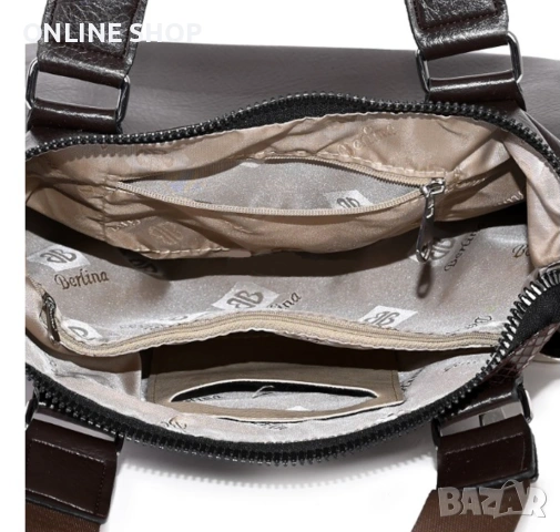 Луксозна Дамска чанта от висококачествена кожа във кафяв цвят , снимка 9 - Чанти - 53587461