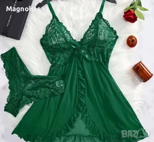 Комплект от 2 бр. дантелени нощници за жени, снимка 2 - Бельо - 51266001