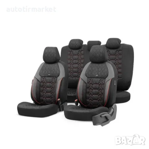 Тапицерия Пулс PLS2902 Черно/Червен Кант – 55086