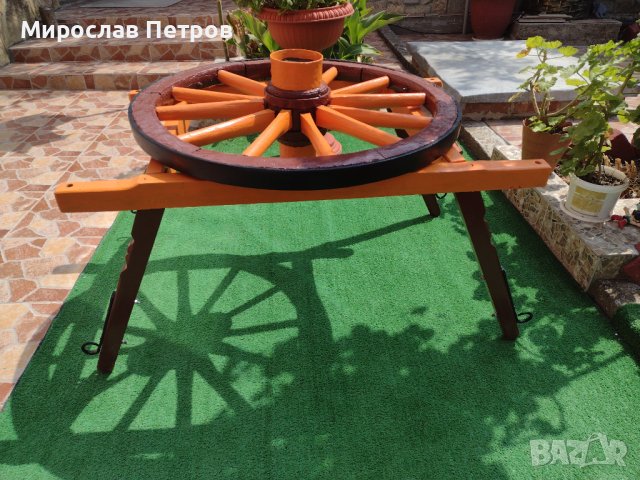 Цветарник от колело на каруца.УНИКАТ.Може само колелото., снимка 6 - Градински мебели, декорация  - 30369519