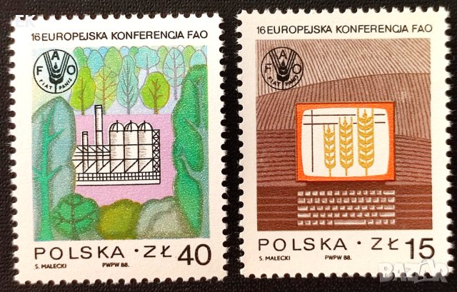 Полша, 1988 г. - пълна серия чисти марки, прехрана, 3*7