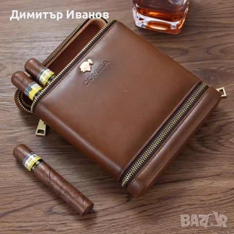Cohiba кедров (кожено покритие) преносим хумидор със овлажнител за 6 пури