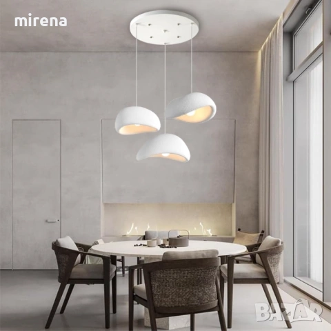 Висяща лампа Wabi Sabi E27, модерна, бяла, неправилен дизайн, полилей, снимка 6 - Лампи за таван - 53206205