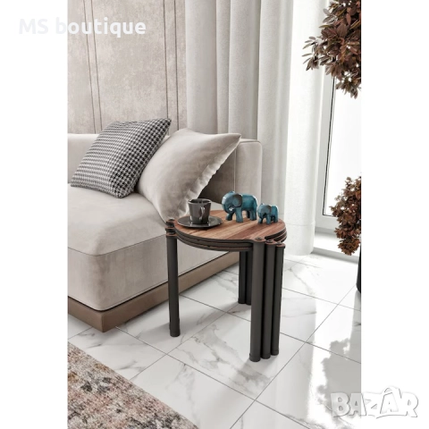 Маса Уди Фешън, 34x40x34см, дървени крака, кафяво/черно, снимка 2 - Маси - 52801512