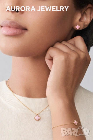 Van Cleef & Arpels VCA 1 Motif Gold Pink Opal Sweet Alhambra Дамска Гривна, снимка 3 - Гривни - 53398077