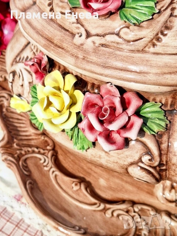 Италиански комплект от Bassano Italy терин, плато и черпак , снимка 7 - Антикварни и старинни предмети - 53744885