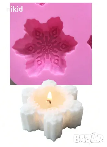 3 вид 6 различни големи Снежинки снежинка дълбок силиконов молд форма за гипс сапун калъп свещ, снимка 5 - Форми - 47768026