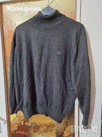 Сив мъжки пуловер с поло яка, снимка 1 - Пуловери - 40791468